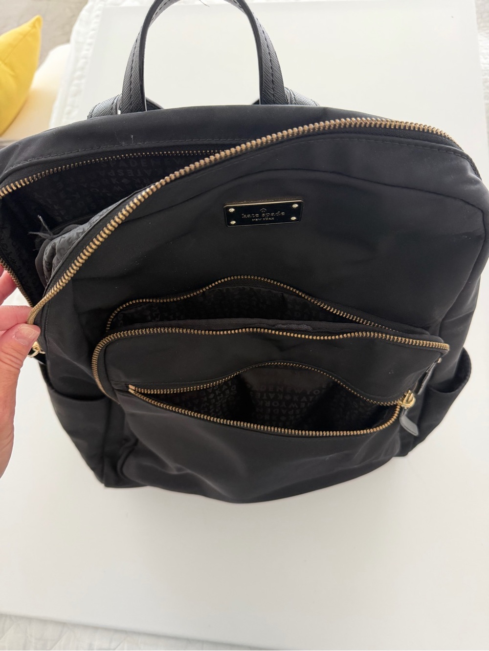 kate spade Black Nylon Backpack with Gold Accents - Picture 2 of 8